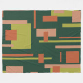 街並みミッドセンチュリーモダン抽象芸術コーラルグリーン フリースブランケット (正面(横))