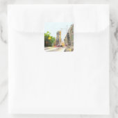 街並み水絵画色 スクエアシール (バッグ)