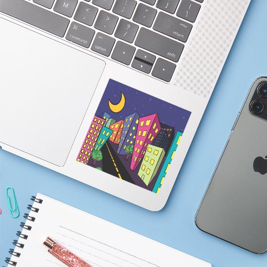 街並み シール (ノートパソコンとiPhone)