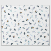 衛星が付いている宇宙パターン及び惑星及び宇宙飛行士 ラッピングペーパー (フラット)