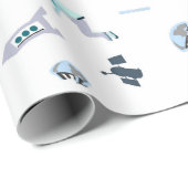 衛星が付いている宇宙パターン及び惑星及び宇宙飛行士 ラッピングペーパー (ロールコーナー)