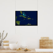 衛星カリブのポスター写真マップ ポスター (キッチン)