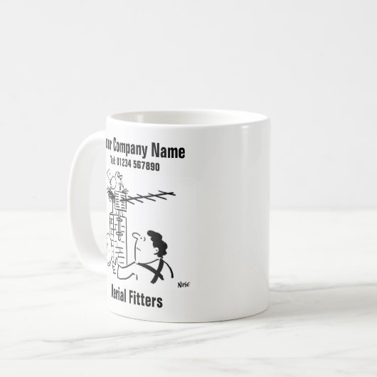 衛星放送用ディッシュまたは航空機用フィッター コーヒーマグカップ (正面左)