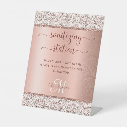 衛生化ステーションバラ金ゴールドモノグラム結婚ズ 台座サイン (正面)