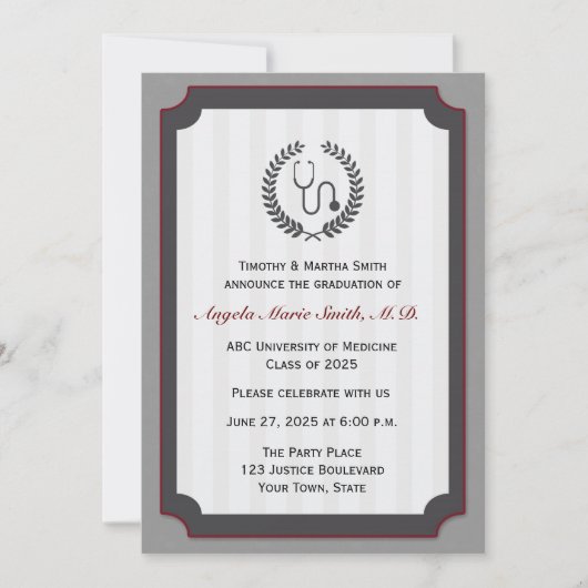 衛生学校の卒業カード 招待状 (正面)