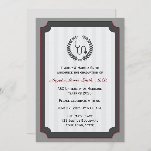 衛生学校の卒業カード 招待状 (正面/裏面)