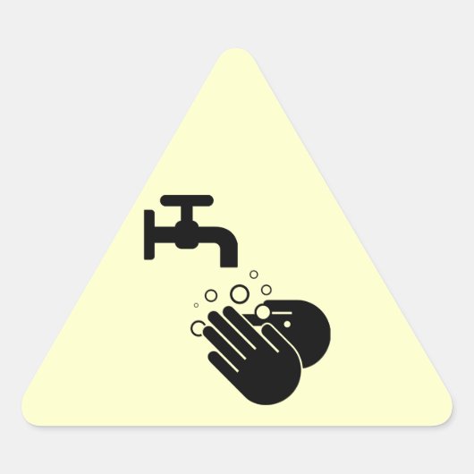 衛生手洗いラベル 三角形シール (正面)