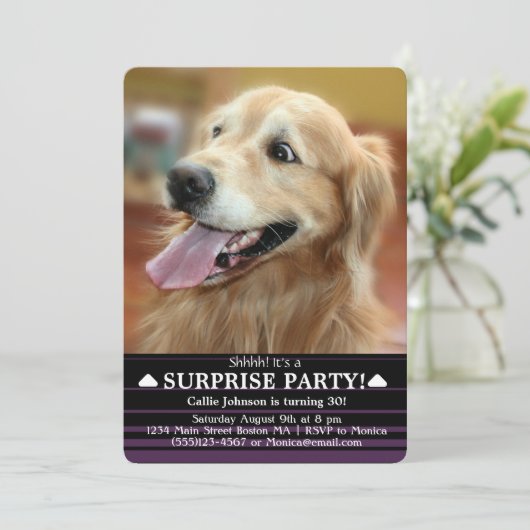 衝撃を与えられたゴールデン・リトリーバー犬のびっくりパーティ 招待状 (スタンド正面)