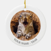 衝撃を与えられたリス セラミックオーナメント (裏面)