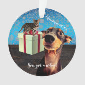 衝撃を受けたドーバーマンクリスマス オーナメント (正面)