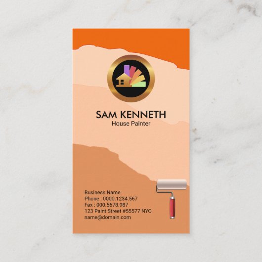 衝撃的で明るいオレンジペンキの塗装業者 名刺 (裏面)