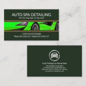 衝撃的なグリーンスポーツカー自動車の洗車 名刺 (正面/裏面)