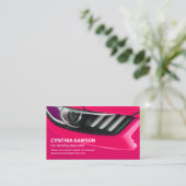 衝撃的なピンクのスポーツカーのヘッドライトが詳細を自動化 名刺 (スタンド正面)