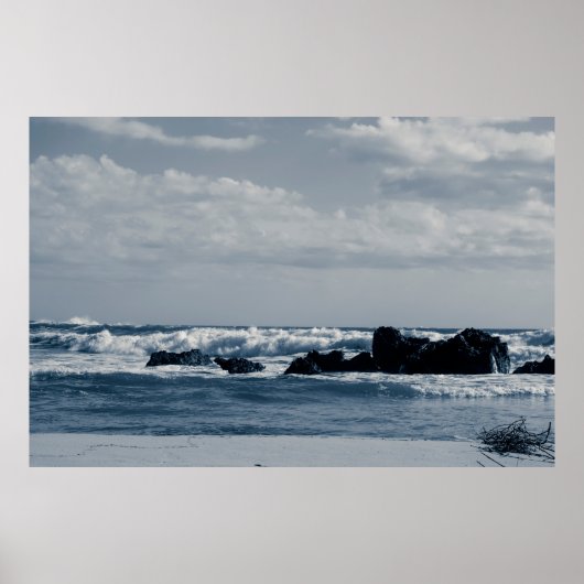 衝突する泡状の波とイオニアの海 ポスター (正面)