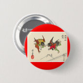 衝突する2 Tengu。 富士山の背景、c. 1882年 缶バッジ (正面&裏面)