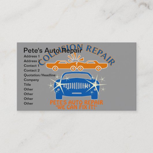 衝突の自動車修理の名刺 名刺 (正面)