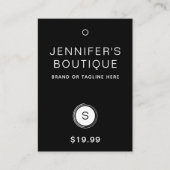 衣料ラベルつるラベルスモールビジネス白黒 コーリングカード (正面)