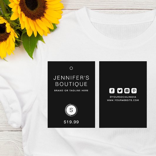 衣料ラベルつるラベルスモールビジネス白黒 コーリングカード