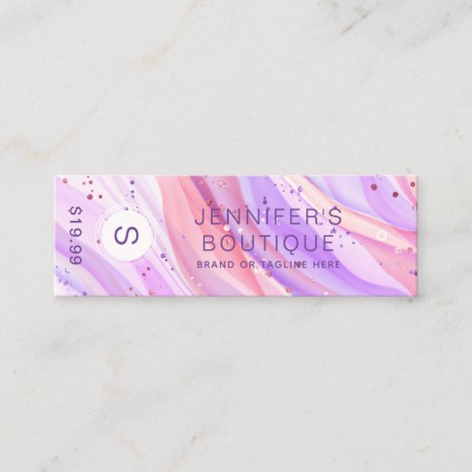 衣料ラベルスモールビジネスパープルグリッター価格 コーリングカード (正面)