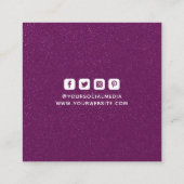 衣料ラベルスモールビジネスパープルグリッター コーリングカード (裏面)