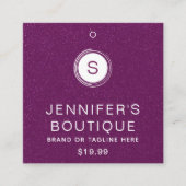 衣料ラベルスモールビジネスパープルグリッター コーリングカード (正面)
