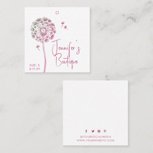 衣料ラベルスモールビジネスパープルフローラ価格 コーリングカード (正面/裏面)