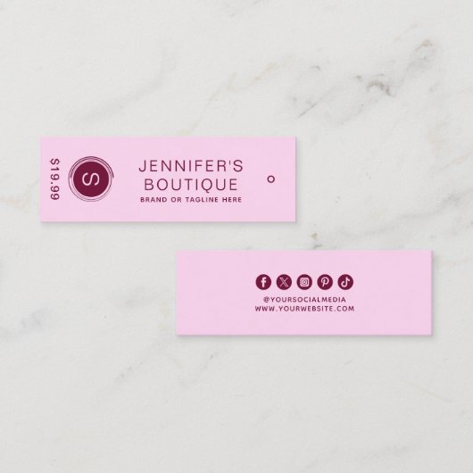 衣料ラベルスモールビジネスパープルプライスラベル コーリングカード (正面/裏面)