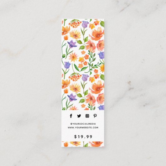 衣料ラベルスモールビジネスフローラ価格ラベル コーリングカード (裏面)