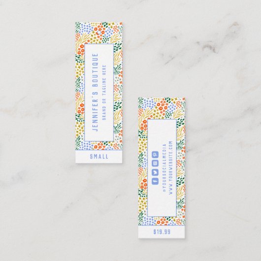 衣料ラベルスモールビジネスフローラ価格ラベル コーリングカード (正面/裏面)