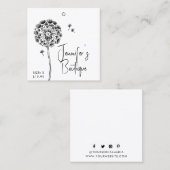 衣料ラベルスモールビジネスフローラ白黒 コーリングカード (正面/裏面)