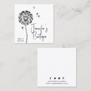 衣料ラベルスモールビジネスフローラ白黒 コーリングカード