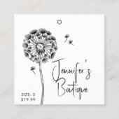 衣料ラベルスモールビジネスフローラ白黒 コーリングカード (正面)