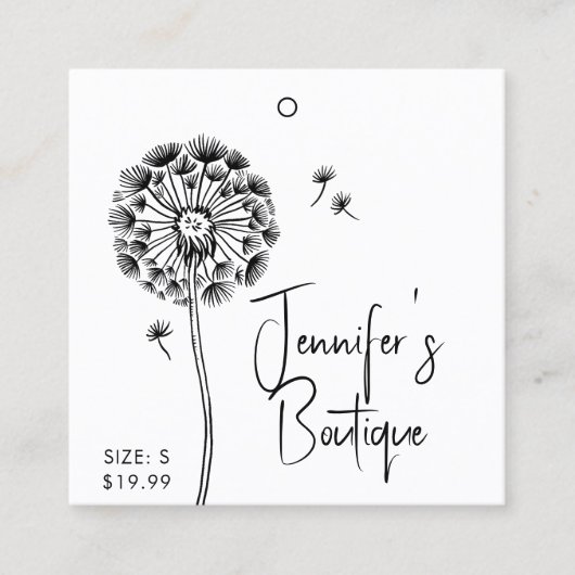 衣料ラベルスモールビジネスフローラ白黒 コーリングカード (正面)