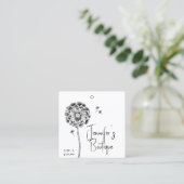 衣料ラベルスモールビジネスフローラ白黒 コーリングカード (スタンド正面)