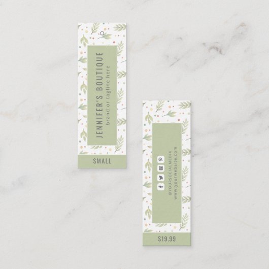 衣料ラベルスモールビジネスボタニカルプライスラベル コーリングカード (正面/裏面)