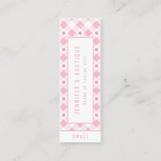 衣料ラベルスモールビジネス名門私立校風のピンク価格ラベル コーリングカード (正面)