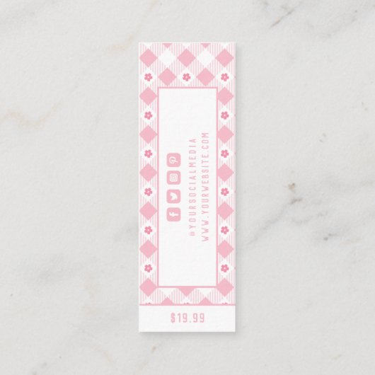 衣料ラベルスモールビジネス名門私立校風のピンク価格ラベル コーリングカード (裏面)