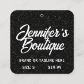 衣料ラベルスモールビジネス白黒グリッター コーリングカード (正面)