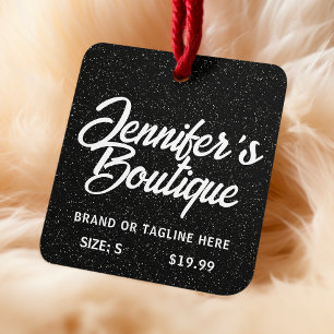 衣料ラベルスモールビジネス白黒グリッター コーリングカード