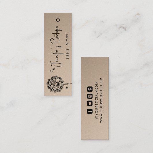 衣料ラベル小規模企業フローラ価格 コーリングカード (正面/裏面)