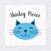衣料品に名前をカスタムするアイロンを付けたブルー子猫 ラベル (デザイン2)