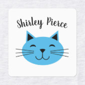 衣料品に名前をカスタムするアイロンを付けたブルー子猫 ラベル (デザイン1)