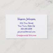 衣料品の名刺 名刺 (裏面)