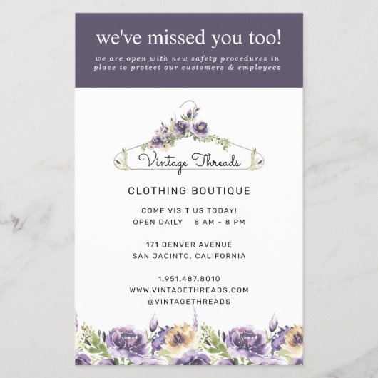 衣料品ブティックグランドリオープニングコビデセーフティ チラシ (正面)