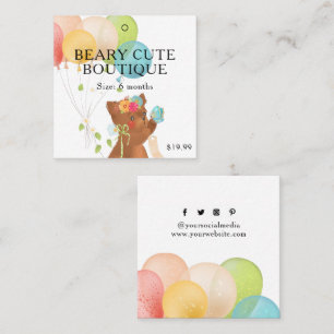 衣料品ラベルスモールビジネスキュートベビーベアキッズ コーリングカード