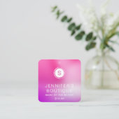 衣料品ラベルスモールビジネスグラデーションピンクパープル コーリングカード (スタンド正面)