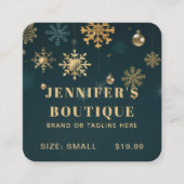 衣料品ラベルスモールビジネススノーフレーククリスマス コーリングカード (正面)