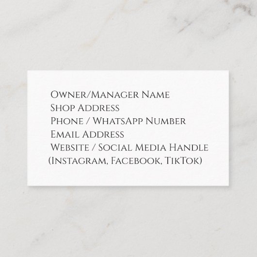 衣料品店の名刺モダン- スタイリッシュ, 名刺 (裏面)