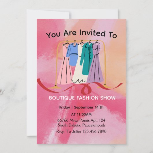 衣料品店への招待 招待状 (正面)