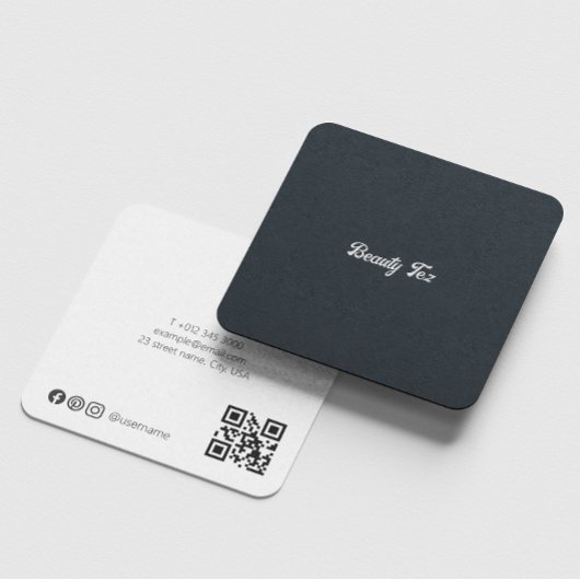 衣料品店白黒グレーグレーQrコード スクエア名刺